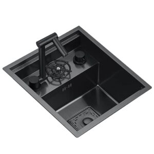 stainless steel invisible sink multi-functional kitchen embedded sink vegetable washing basin with cup washer mini single slot at bar