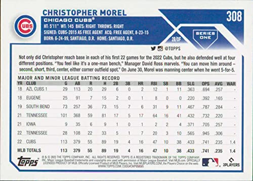 2023 Topps #308 Christopher Morel NM-MT RC Rookie Chicago Cubs Baseball Trading Card