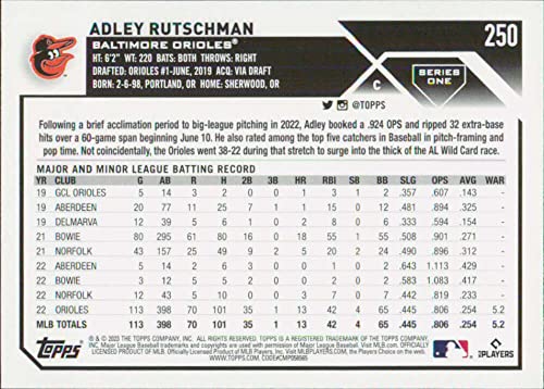 2023 Topps #250 Adley Rutschman NM-MT RC Rookie Baltimore Orioles Baseball Trading Card