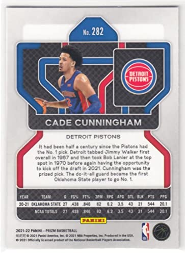 Cade Cunningham 2021-22 Panini Prizm RC #282 NM++ Pistons Basketball NBA