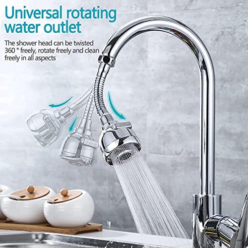 Newly Upgraded 360° Rotatable Faucet Nozzle, Removable Kitchen Faucet Nozzle Replacement, Splash-Proof Faucet Booster Shower and Water-Saving Faucet for Kitchen Bathrooms