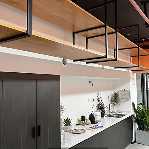 Hanging wine glass rack Ceiling Shelf Brackets 2-Layer，Solid Wood and Black Iron Ceiling-Type Flower Stand，Suspended Ceiling Storage Rack & Shelves for Restaurants and Bars, 6 Sizes (Size : 150x30x80