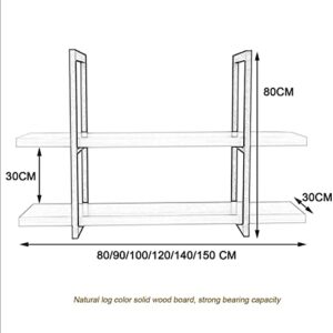 Hanging wine glass rack Ceiling Shelf Brackets 2-Layer，Solid Wood and Black Iron Ceiling-Type Flower Stand，Suspended Ceiling Storage Rack & Shelves for Restaurants and Bars, 6 Sizes (Size : 150x30x80