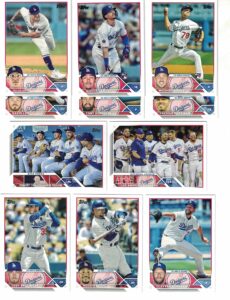 los angeles dodgers / 2023 topps dodgers baseball team set (series 1 and 2) with (21) cards! plus the 2022 topps dodgers baseball team set (series 1 and 2) with (22) cards. ***includes (3) additional bonus cards of former dodgers greats orel hershiser, pe