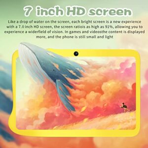 Kids Tablet, 100-240V LED Screen Tablet Front 2MP Rear 5MP with Stand for Android 10 for Learning (Yellow)