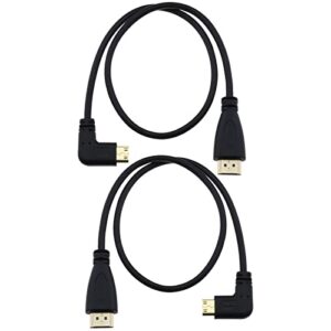 micro traders 2pcs mini hdmi to hdmi cable 50cm mini hdmi male 90 degree left and right to hdmi male cable for camera video card laptop tablet hdtv monitor projector