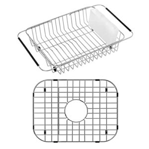 sanno dish drying rack, expandable dish drainer over sink kitchen sink grate sink protector for kitchen organization stainless steel