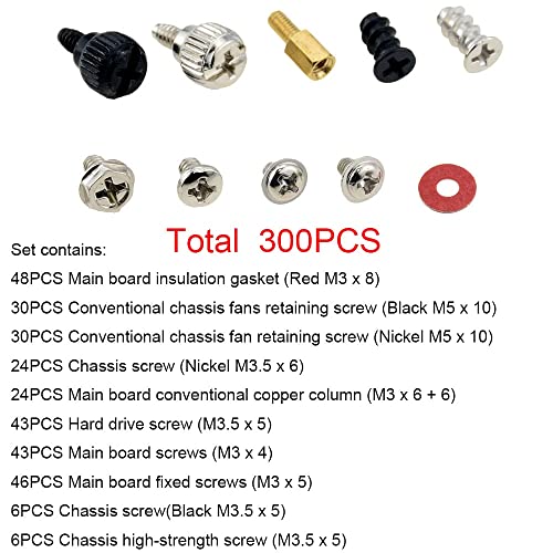 300PCS/Box Personal Computer Screw Standoffs Set Assortment Kit for Hard Drive Computer Case Motherboard Fan Power