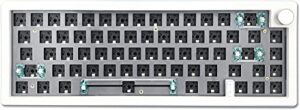 boyi gmk67-65% barebones keyboard kit,hot swap bt5.0/2.4g/type-c tri-mode wireless rgb mechanical keyboard pcb mounting kit with silicone pad,south-facing leds customized keyboard kit(white+knob)