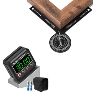 volcanoes club magnetic digital angle finder with 7’’ aluminum angle finder gauge - woodworking tool set for carpenters, plumbers, building trades