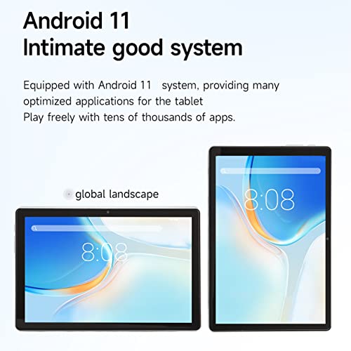 Gaming Tablet, Night Reading Mode 10 Inch Tablet 5MP Front 13MP Rear 100-240V 6GB 256GB for Study for Android 11 (White)
