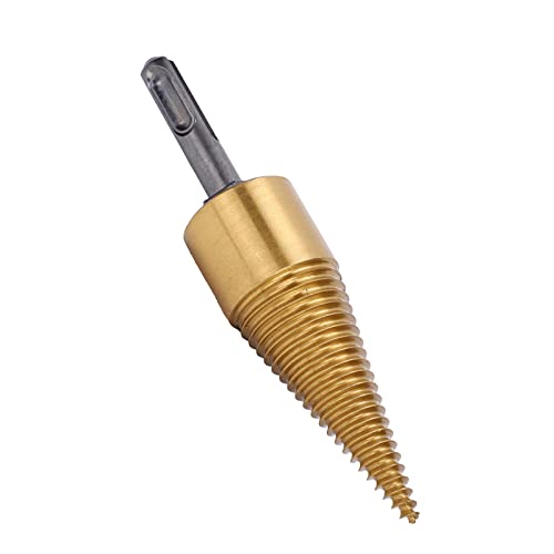 Drill Screw Cone Wood，Firewood Split Drill Bit Round Shank High Speed Steel Wood Cone Punch Accessories 32mm