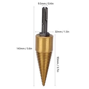 Drill Screw Cone Wood，Firewood Split Drill Bit Round Shank High Speed Steel Wood Cone Punch Accessories 32mm