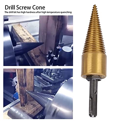 Drill Screw Cone Wood，Firewood Split Drill Bit Round Shank High Speed Steel Wood Cone Punch Accessories 32mm