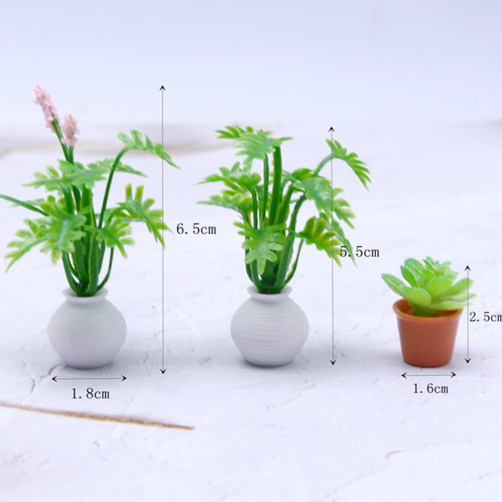 VOSAREA 7pcs Doll House Potted Plant Miniature Mini Verse Make It Mini Food Artificial Bonsai Decor Desk Topper Mini Foods Floral Decorations Mini House Prop Flowers Child Plastic Indoor