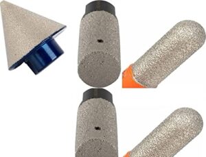 diamond beveling chamfer enlarge bit 3/16" to 1-1/2" and 20mm (3/4") 25mm 1 inch diamond flat end and ball end finger milling bit for granite marble porcelain stone holes trimming countersink drill