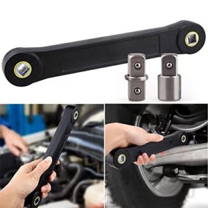 Wrench Extender Non-Swivel Leveraging Ratchet Socket Wrench Tool with 2 Adapters Universal Wrench Combination Car Repair Tight 3/8 and 1/4 Adapter