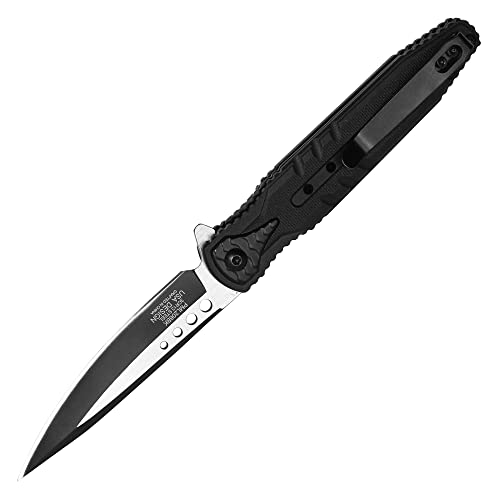 Buckshot Knives 8" Overall Spring Assisted Folding Pocket Knife With Nylon Fiber Handle (PML206BK)