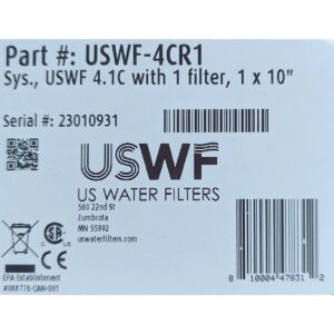 US Water Filters 4CR1 Ultraviolet Light Water System with Integrated Pre Filter - 8 GPM, 316L Stainless Steel, 9,000 hr lamp Life, 1" MNPT, 120V