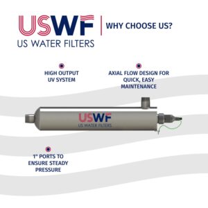 US Water Filters 4CR1 Ultraviolet Light Water System with Integrated Pre Filter - 8 GPM, 316L Stainless Steel, 9,000 hr lamp Life, 1" MNPT, 120V