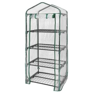 miracle-gro 23" x 17" x 57" all-season 4-tier mini grow house outdoor or backyard easy assembly portable greenhouse, translucent