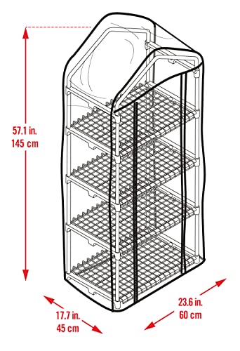 Miracle-Gro 23" x 17" x 57" All-Season 4-Tier Mini Grow House Outdoor or Backyard Easy Assembly Portable Greenhouse, Translucent