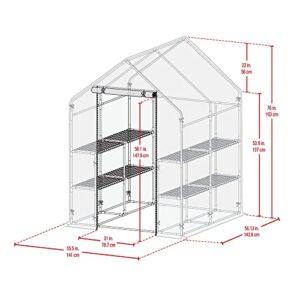 Miracle-Gro 4'8" x 4'8" x 6'5" All-Season Small Walk-in Greenhouse with 8 Wire Shelves for Outdoors, Easy-Access and Durable, Translucent