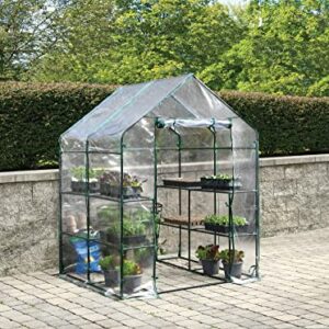 Miracle-Gro 4'8" x 4'8" x 6'5" All-Season Small Walk-in Greenhouse with 8 Wire Shelves for Outdoors, Easy-Access and Durable, Translucent