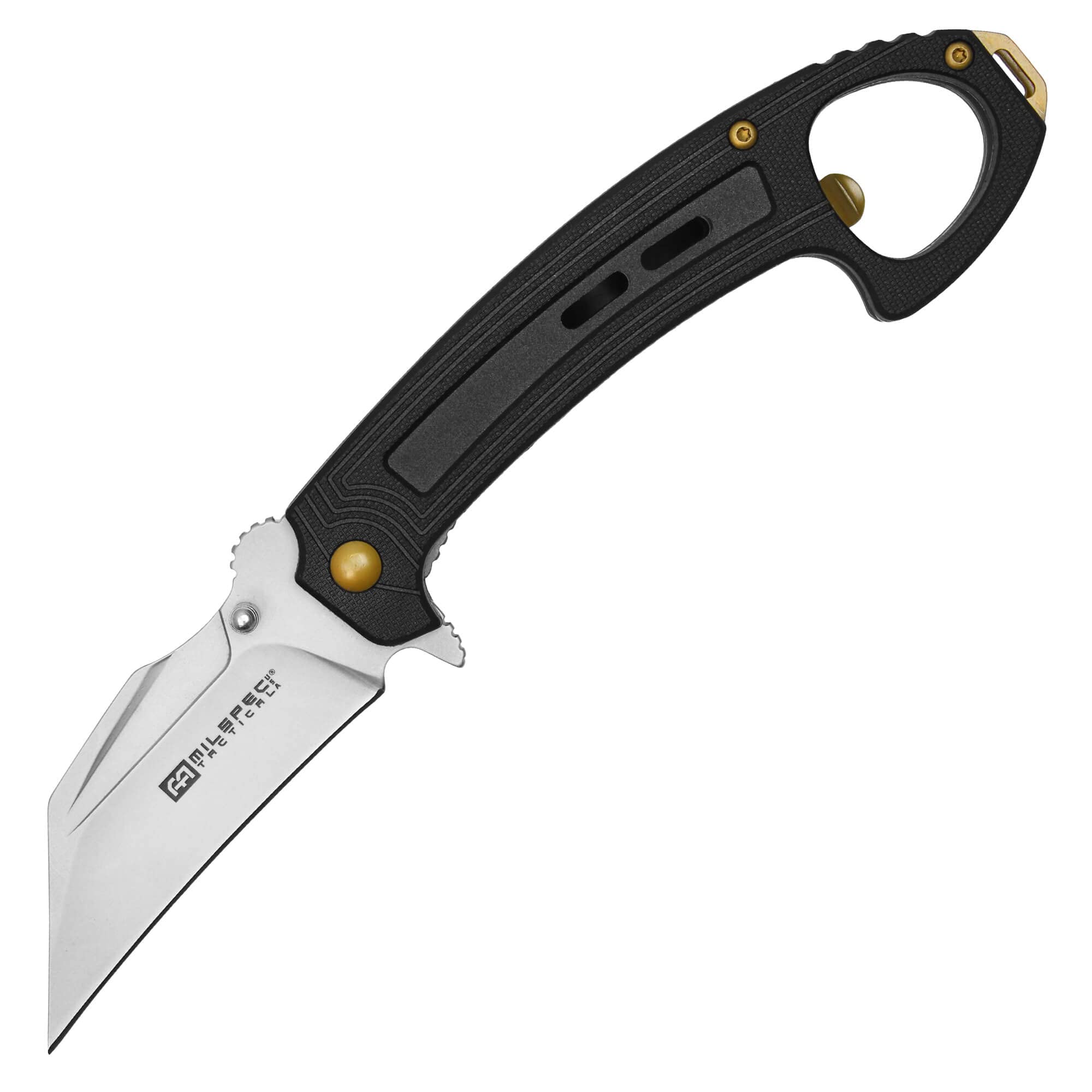 Buckshot Knives 7.5" Overall Spring Assisted Wharncliffe Blade Folding Pocket Knife Nylon Fiber Handle (PML203BK)