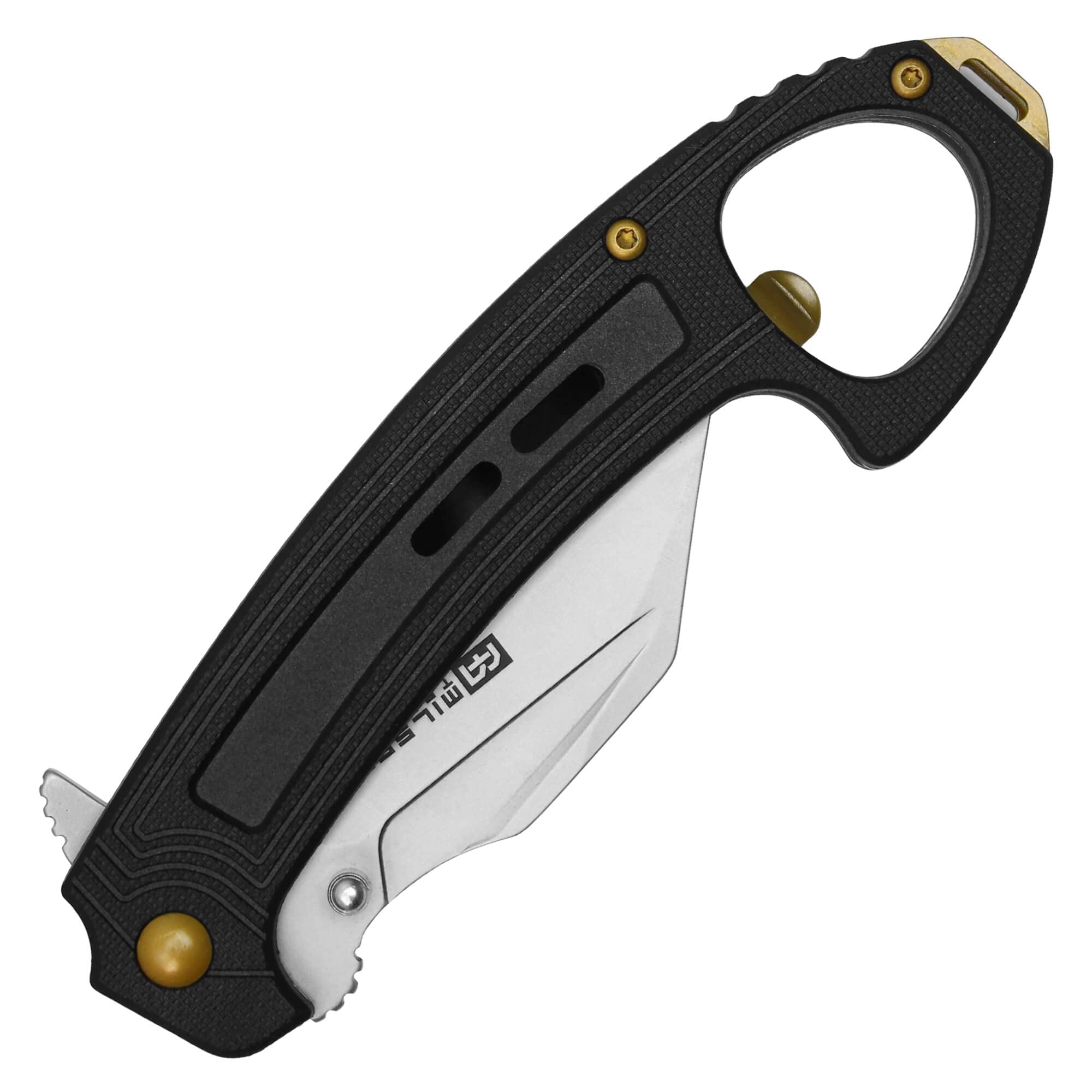 Buckshot Knives 7.5" Overall Spring Assisted Wharncliffe Blade Folding Pocket Knife Nylon Fiber Handle (PML203BK)