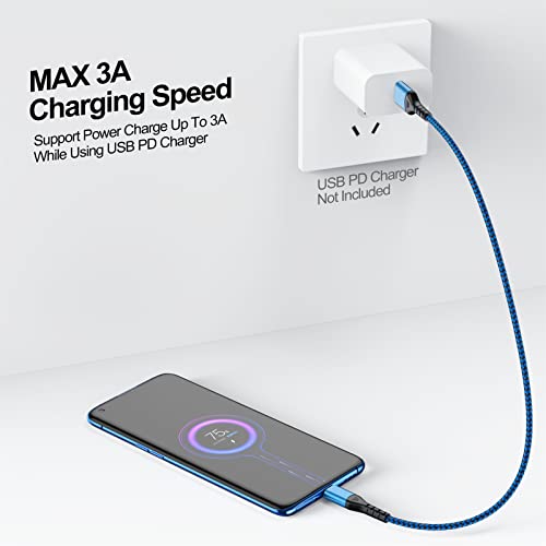 RyzzRooa Short USB C Charging Cable, USB A to USB Type C Braided Fast Charging Cord for Power Bank, Portable Charger, Compatible with Galaxy S10 S9, Note 10 9, LG V35 G7 and More USB-C Devices