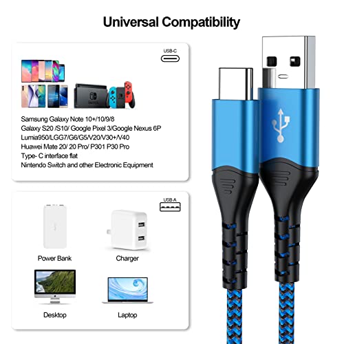 RyzzRooa Short USB C Charging Cable, USB A to USB Type C Braided Fast Charging Cord for Power Bank, Portable Charger, Compatible with Galaxy S10 S9, Note 10 9, LG V35 G7 and More USB-C Devices