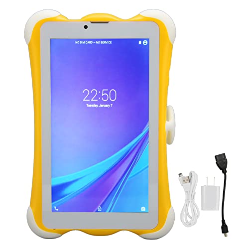 WiFi Kids Tablet, Yellow HD Display Eye Protection Kids Tablet 3GB+32GB for Reading (US Plug)