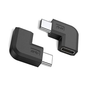 aoiutrn 90 degree type usb c adapter, 2 pack usb c to usb-c fast charger and transfer converter [right angle] compatible for switch, notebook computers, tablet, and other type c cable devices