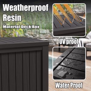 Greesum 100 Gallon Resin Deck Box Large Outdoor Storage for Patio Furniture, Garden Tools, Pool Supplies, Weatherproof and UV Resistant, Lockable, Grey