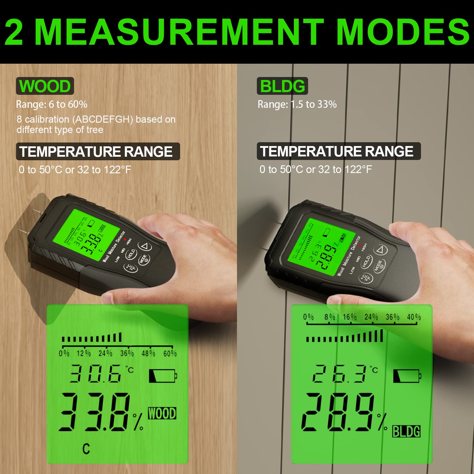 VOLCANOES CLUB Magnetic Digital Angle Finder with Digital Pin Type Moisture Meter = Woodworking Tool Set for Measuring Testing