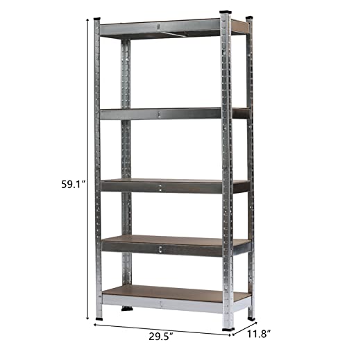 Garage Shelving Heavy Duty, 59" Garage Storage Shelves Heavy Duty Shelving, Adjustable 5-Tier MDF Shelves for Storage, Garage Shelves, Basement Shelving Utility Shelf Rack, 59" H*30" W*12" D