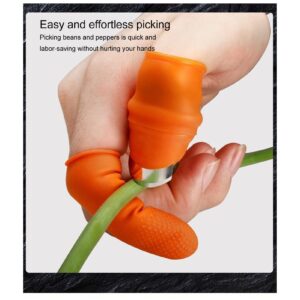 Kuuleyn Silicone Finger Knife, Gardening Thumb Knife, Silicone Thumb Knife Stainless Steel Thumb Knife Picker for Peel Pick Vegetables Pepper Beans(Machete Model-Large+Small)