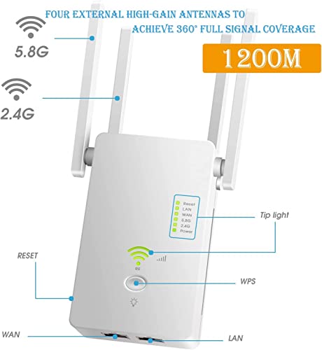 2023 WiFi Extender, WiFi Extenders Signal Booster for Home Covers Up to 8000 Sq. Ft and 40 Devices, Dual Band 2.4G/5G 1200Mbps Wireless Internet Repeater and Signal Amplifier Easy Setup