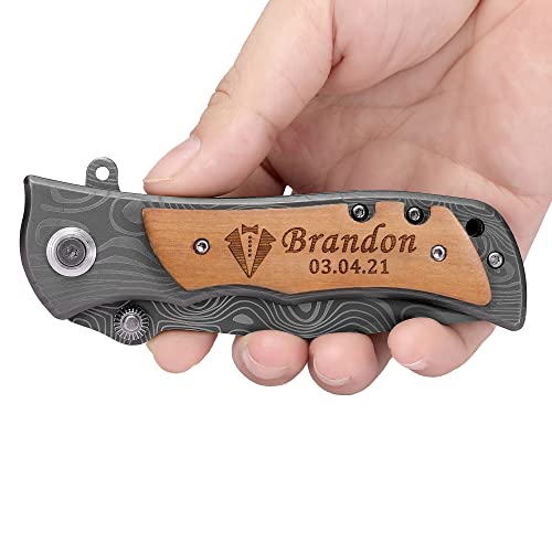 JulStar Groomsmen Proposal Gifts, Personalized Knife for Groomsmen with Box,Groomsmen Knives,Groomsman Gifts for Weddings, Custom Best Man Gifts, Bachelor Gifts For Men