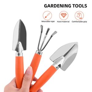 Uxsiya Gardening Tool Set, Garden Hand Tools Orange Narrow Shovel Practical Stainless Steel for Bonsai Pl