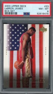 lebron james 2003 upper deck box set basketball rookie card #23 graded psa 8