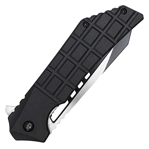 Buckshot Knives 8" Overall Spring Assisted Suvival Folding Pocket Knife With Aluminum Handle And Serrated Blade (PWT393BK)