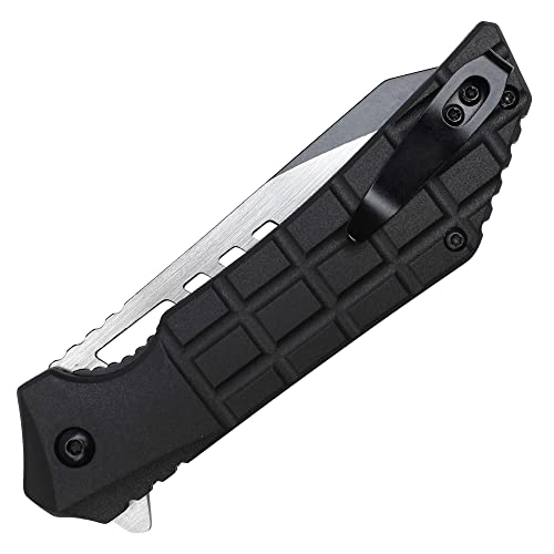 Buckshot Knives 8" Overall Spring Assisted Suvival Folding Pocket Knife With Aluminum Handle And Serrated Blade (PWT393BK)