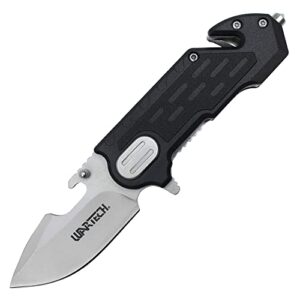 buckshot knives 6" overall spring assisted survival folding pocket knife with nylon fiber aluminum handle (pwt391bk)