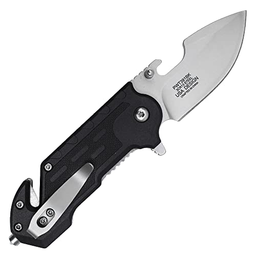 Buckshot Knives 6" Overall Spring Assisted Survival Folding Pocket Knife With Nylon Fiber Aluminum Handle (PWT391BK)