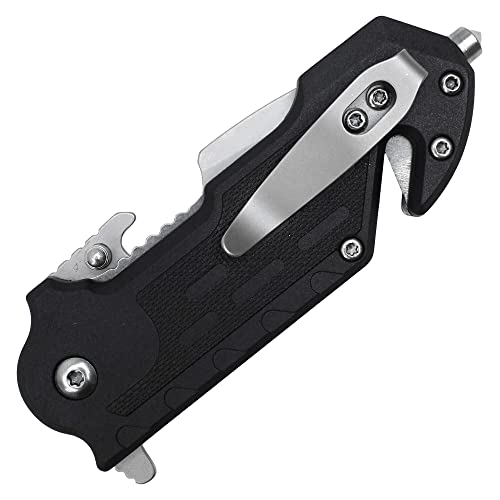 Buckshot Knives 6" Overall Spring Assisted Survival Folding Pocket Knife With Nylon Fiber Aluminum Handle (PWT391BK)