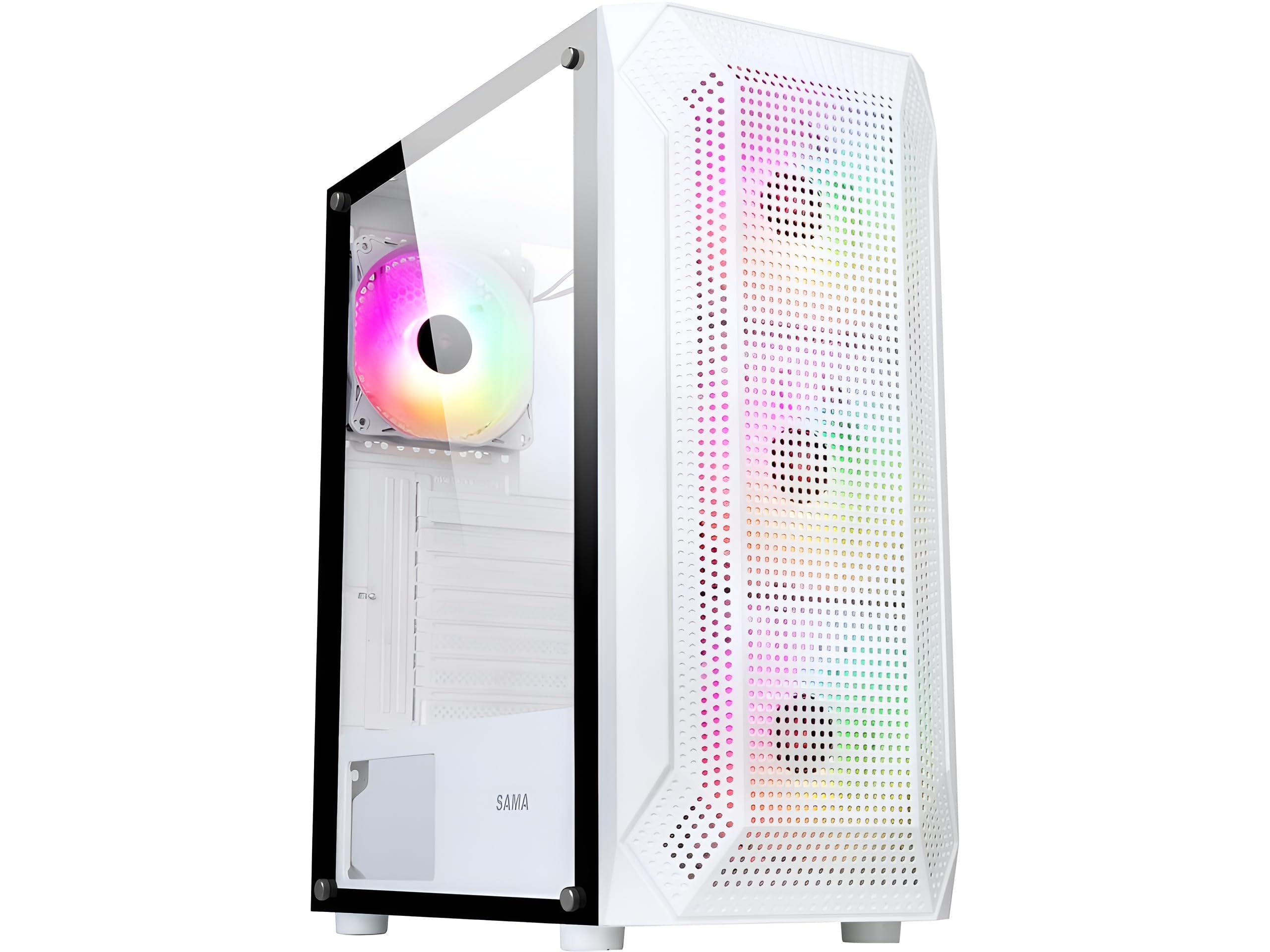 Fast Gaming Computer Desktop Gaming PC RGB AMD Ryzen 5 5600G 12 Core Logical 4.4GHz with AMD Radeon Graphics 16GB DDR4 500GB SSD Windows 10, White