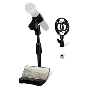 mikinona microphone stand cell phone kickstand desktop phone holder stand desk shelf stand desk mic rack podcast mic stand microphone fix stands microphone holders snowball plastic lifting