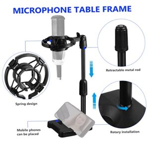 Mikinona microphone stand cell phone kickstand desktop phone holder stand desk shelf stand desk mic rack podcast mic stand microphone fix stands microphone holders snowball plastic lifting